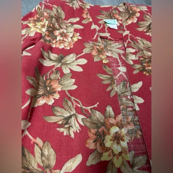 Lady Carol Petites Vintage Floral Boho Open Front Jacket 3/4 Sleeve Women’s - Picture 3 of 8